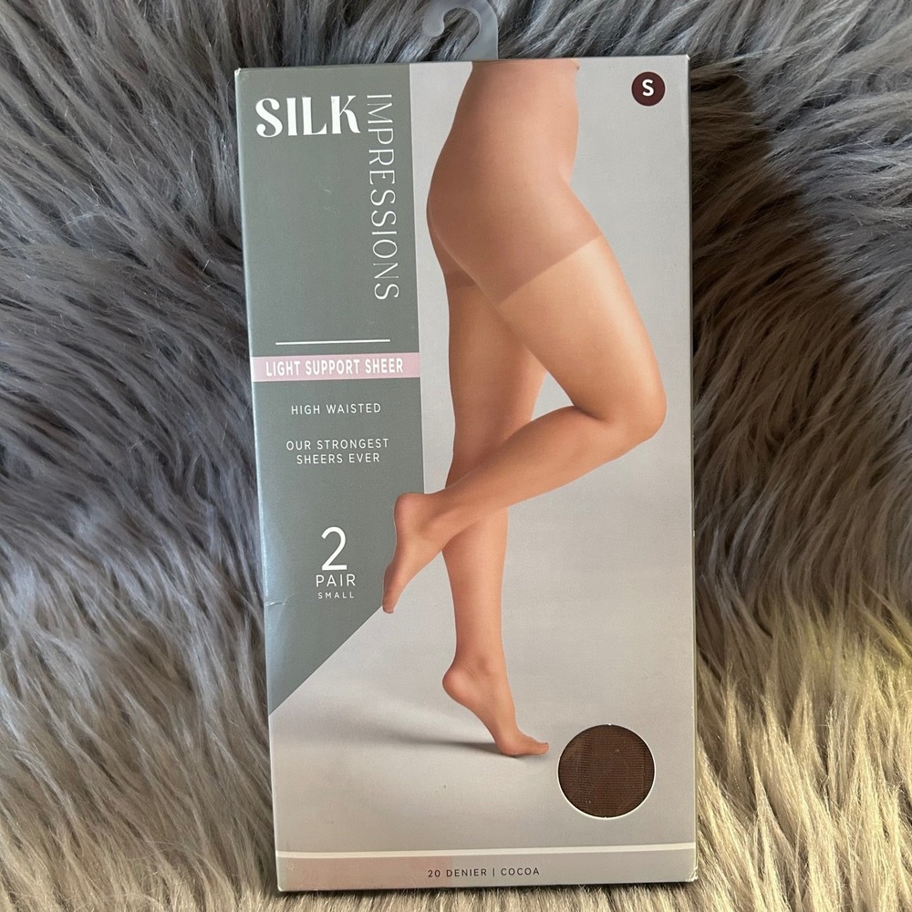 Silk‎ Impressions Light Support Sheer Tights Women Size Small Cocoa High Waisted
